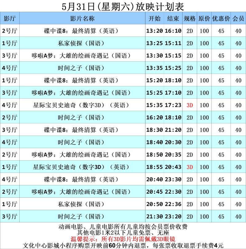 今日电影放映表 | 最新排片时间查询 | 附近影院热门影片推荐